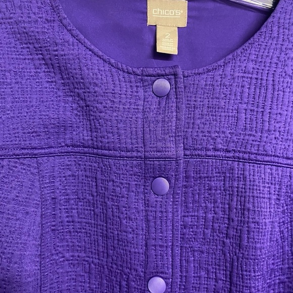 Chico's Vibrant Purple Women's Blazer Size L Snap Front Collarless Career Office - Picture 3 of 11